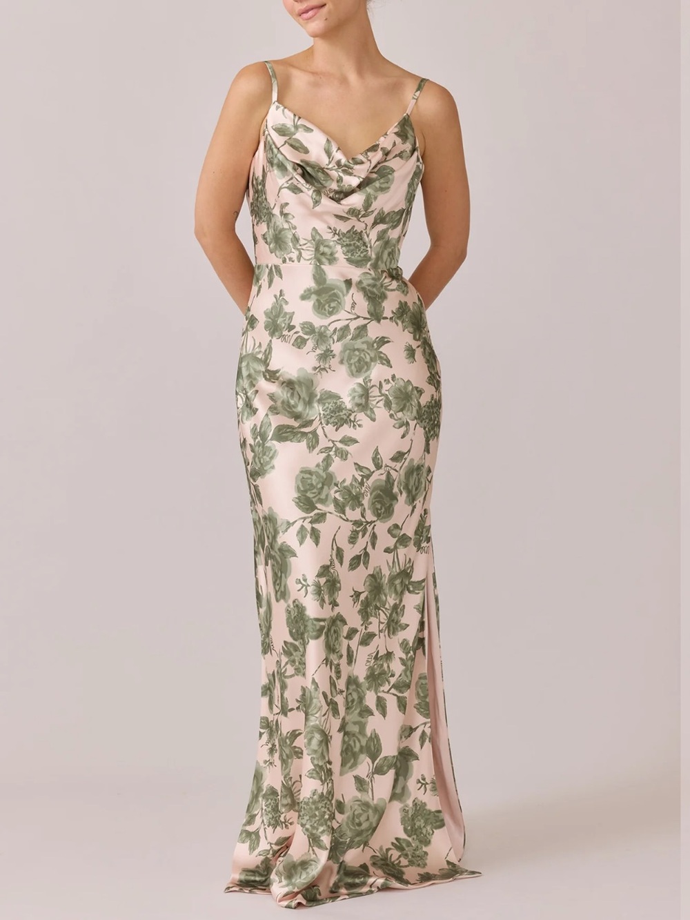 Nadia Satin Floral Print Dress